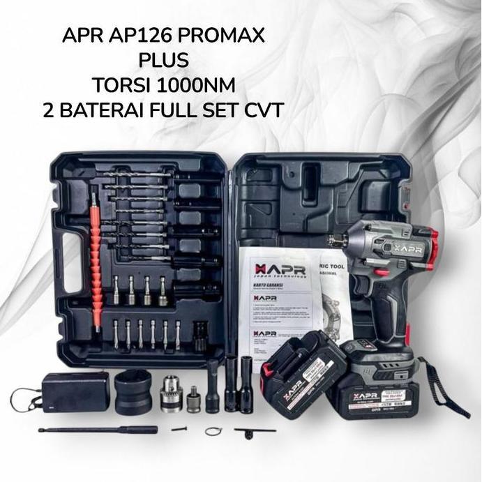 Sale Apr Ap126 Promax 1000Nm Paket Lengkap 2 Baterai Impact Wrench Apr Ap 126Promax