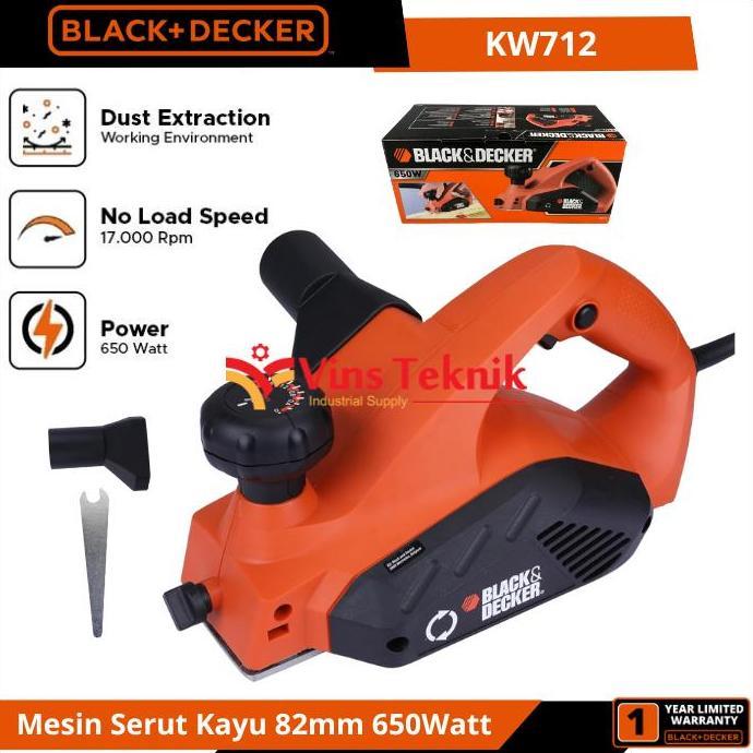 Murah Black + Decker Kw712 Mesin Serut Kayu Planer Ketam 82Mm 650Watt Kw 712