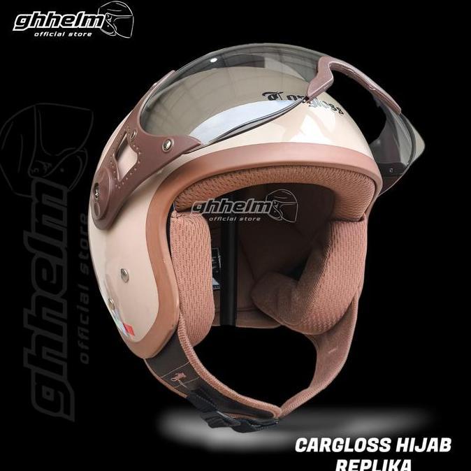 Helm Bogo Hijab Carglos Premium Wanita Dewasa Kaca Pilot SNI  Helmet Motorcycle Terlaris