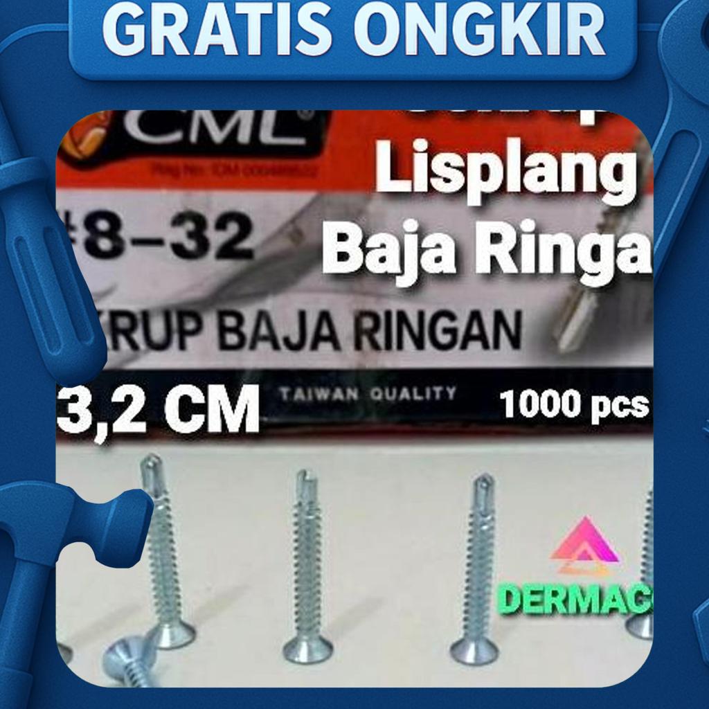 Skrup Lisplang 3,2 Cm / Skrup Baja Ringan 1000 Pcs