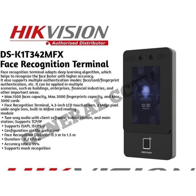 HIKVISION DS-K1T342MFX HIK ACCES CONTROL FACE AND FINGER WITH LAN ORIGINAL DAN TERPERCAYA