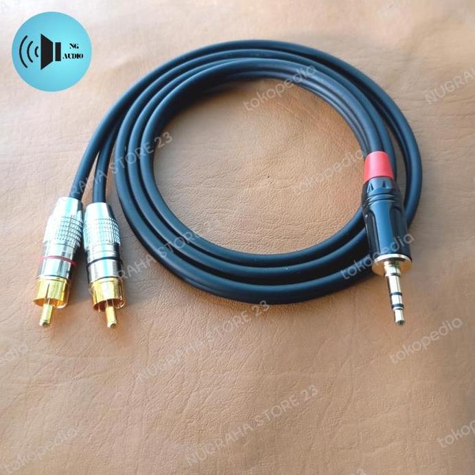 Jack rca 2 ke 1 jack rca male to jack 3,5mm panjang 50CM-20METER