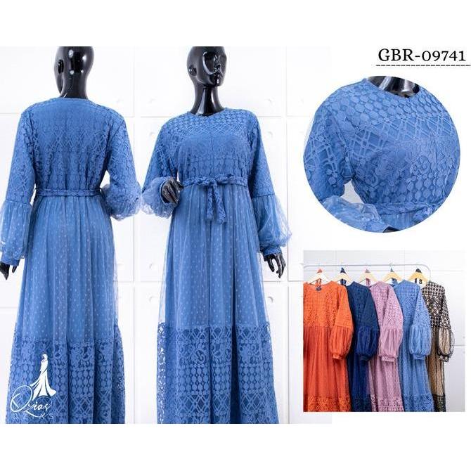 Murah Gamis Ozias Brokat Fimela 09741 Ld 105 & Ld 120 I Gamis Tangan Balon I Gamis Kondangan Busui F