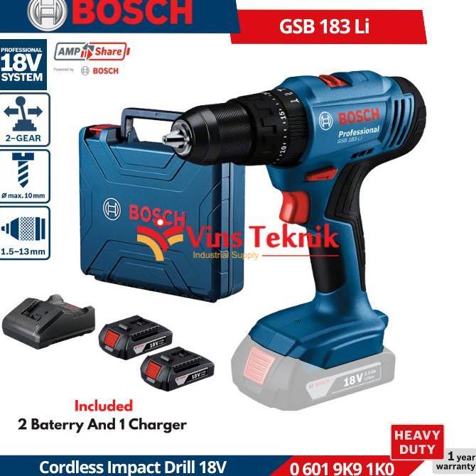 Sale Bosch Gsb183 Gsb 183-Li Mesin Bor Tembok Baterai Gsb 183 Li 18V Cordless Impact Drill 18 Volt