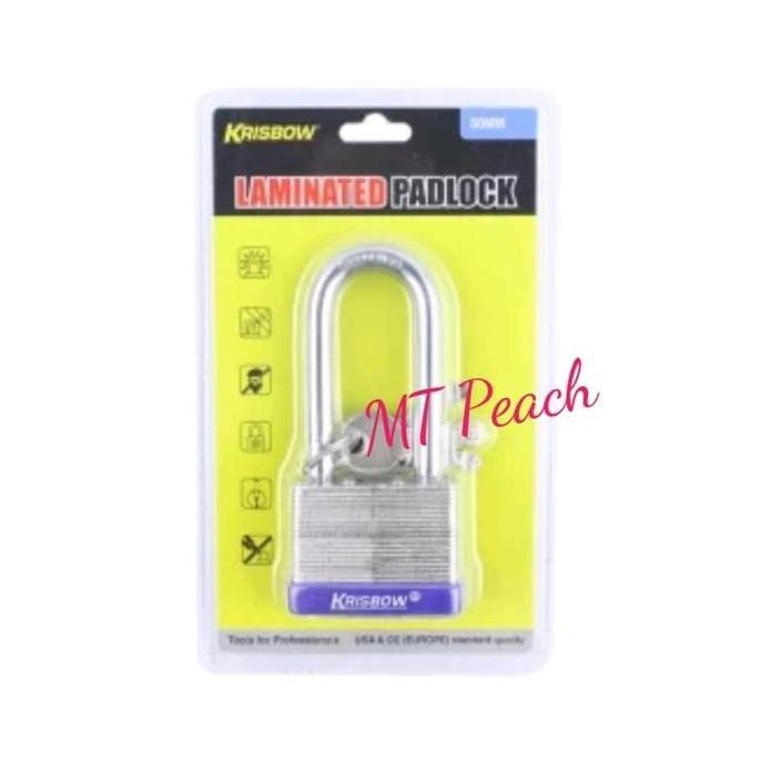 Terlaris Krisbow Gembok Besi Laminasi Shackles Panjang 50Mm