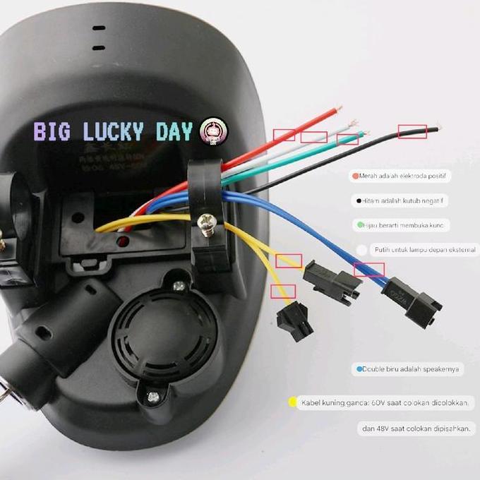 LAMPU SEPEDA LISTRIK INDIKATOR BATERI + KUNCI KONTAK 48V - 60V BENTUK KOTAK MOTOR LISTRIK SCOOTER EL