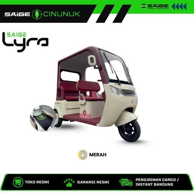 PROMO SAIGE Sepeda Listrik Lyra Roda 3 dengan Motor 800Watt Baterai 60V 20AH & Bluetooth Sound Bagas