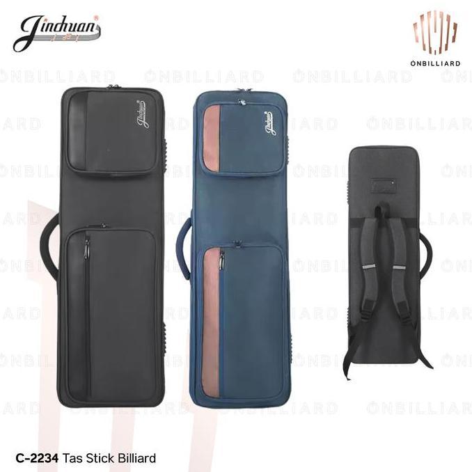 Jinchuan C-2234 Tas Stick Billiard 3X4 Cue Soft Case 3 Butt 4 Shaft 7 Lubang Sekat Kain Billiard Bil