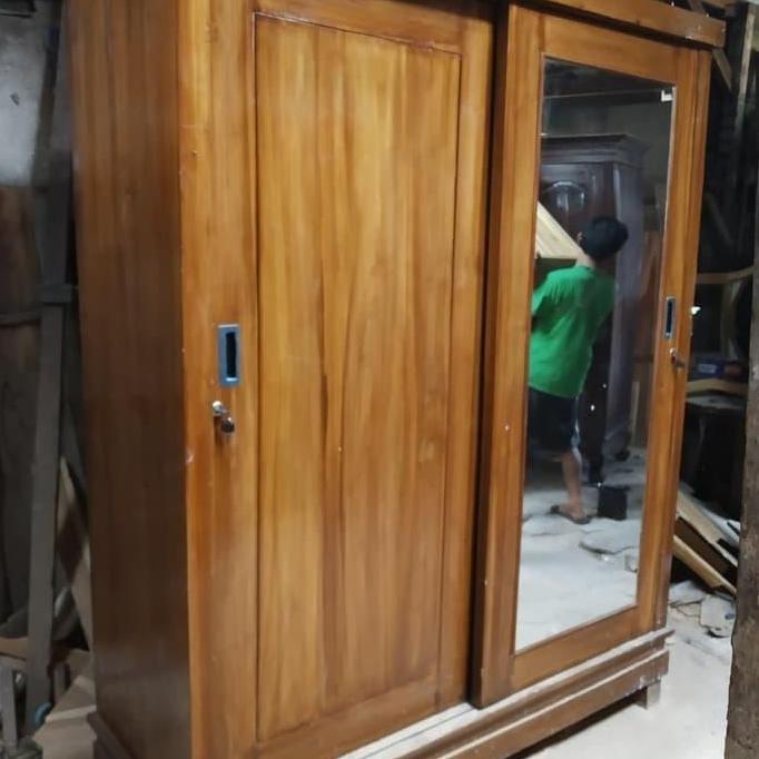 Terlaris Lemari  2 Pintu Sliding Jumbo Kayu Jati Asli