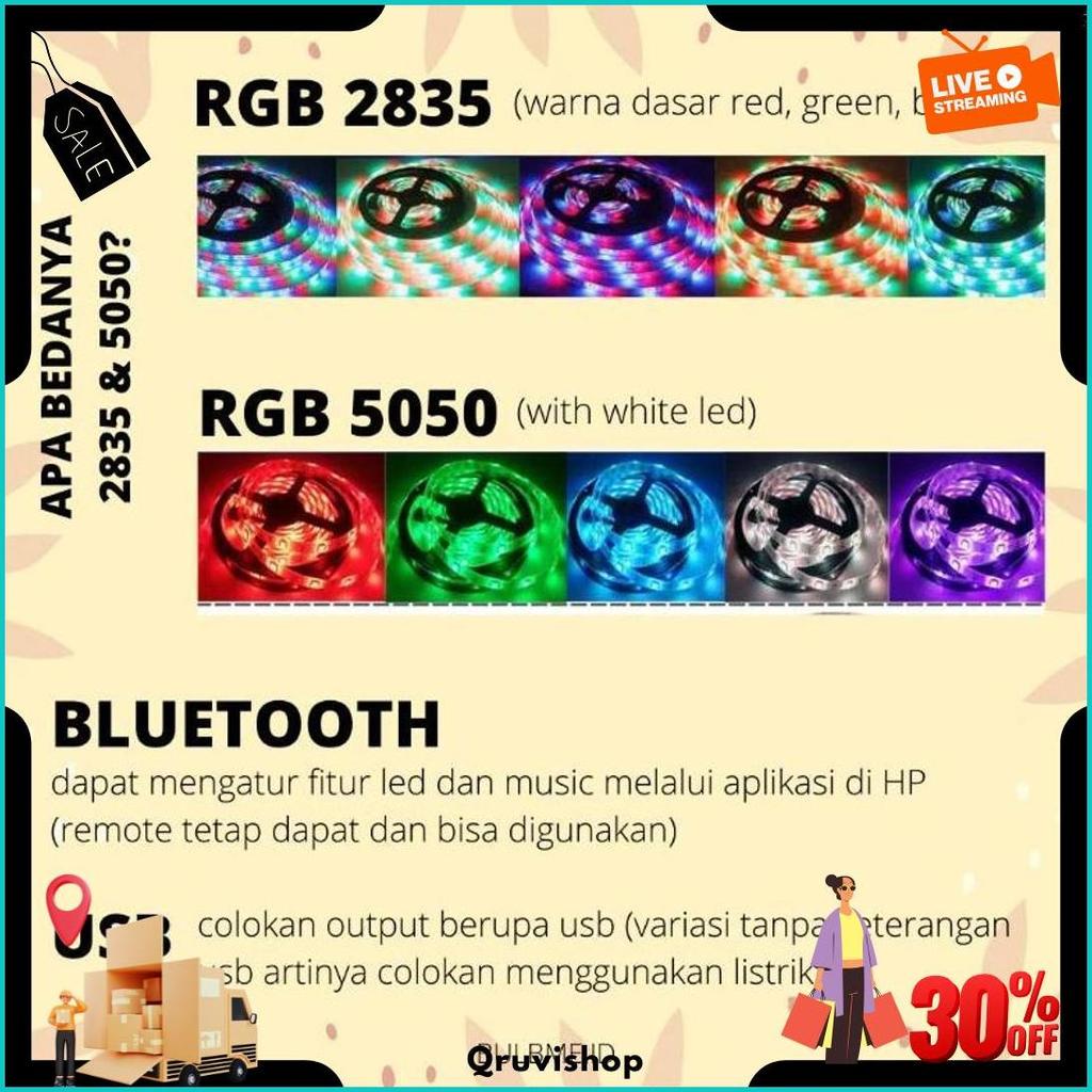 [Waterproof] Lampu Led Strip Rgb 16 Warna Lampu Kamar Neon Tiktok Cod