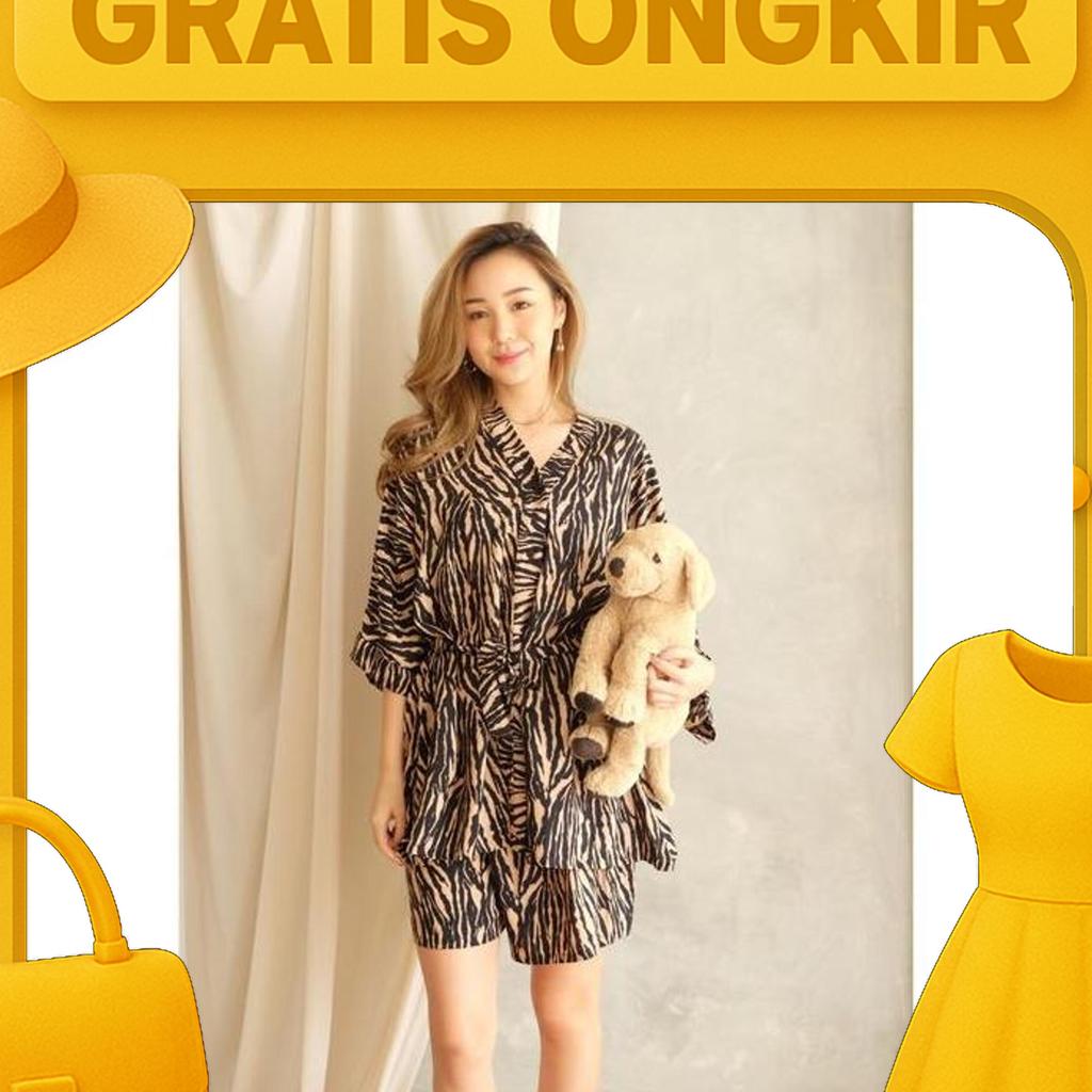 Kimono Pajamas Set - Atasan Celana Baju Tidur Wanita