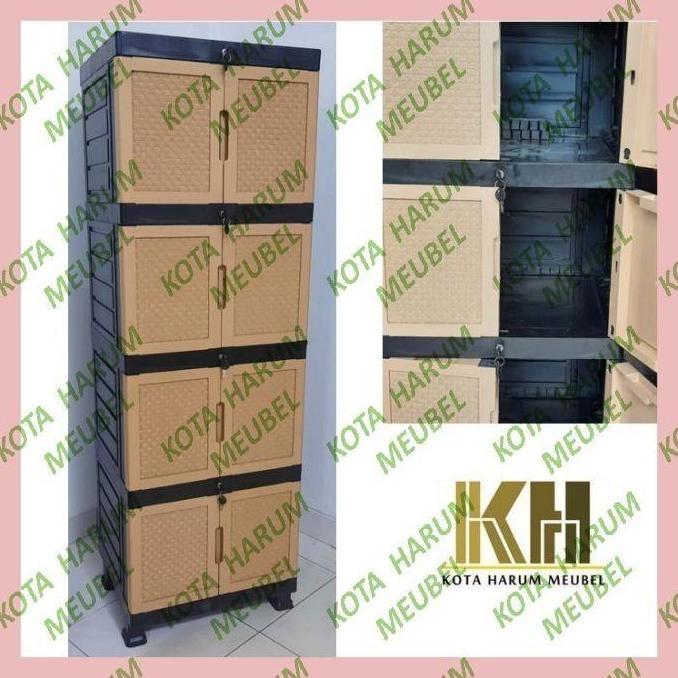 Terlaris Lemari Plastik 4 Ssn Portable Portabel Coklat Pakai Kunci Bandung