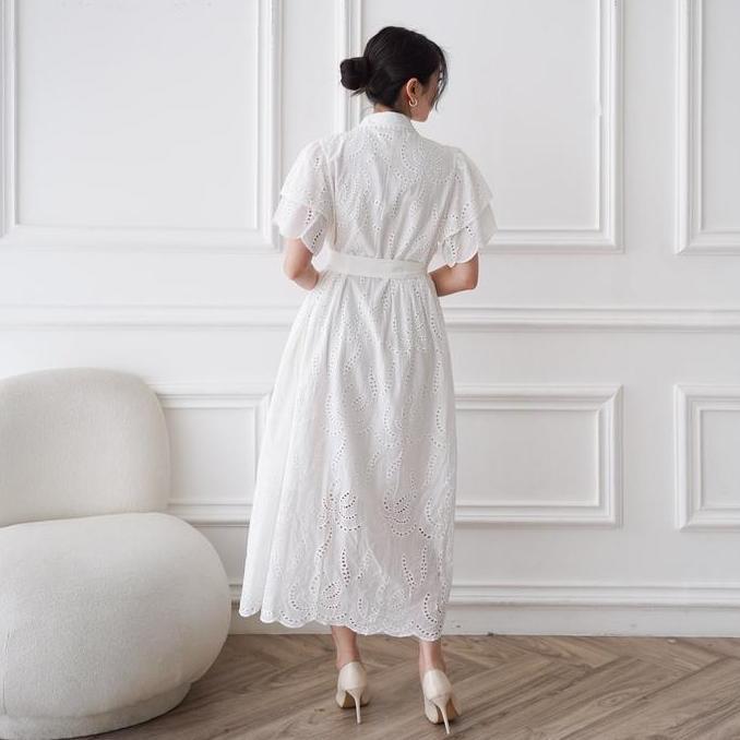 KC - Canoa cotton eyelet dress - Dress wanita santai jalan pergi pesta - keikoclothing Casual Kancin