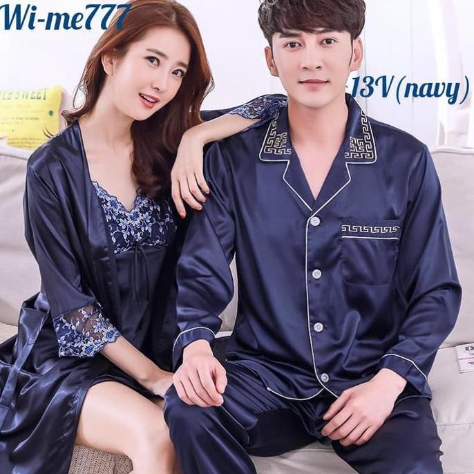 baju tidur couple FLORAL CANTIK pasangan kimono daster piyama satin
