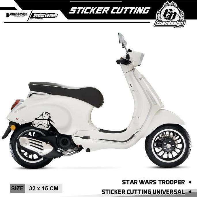 STICKER STIKER CUTTING STAR WARS TROOPER PEEKING BODY MOTOR VESPA SCOOPY DAN MOBIL stiker kata kata 