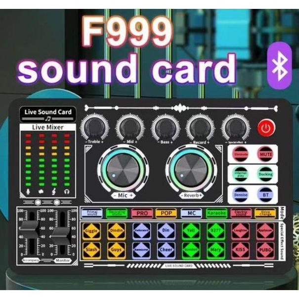 yemdiskot - soundcard bluetooth f999 live dj mixer external wireless streaming