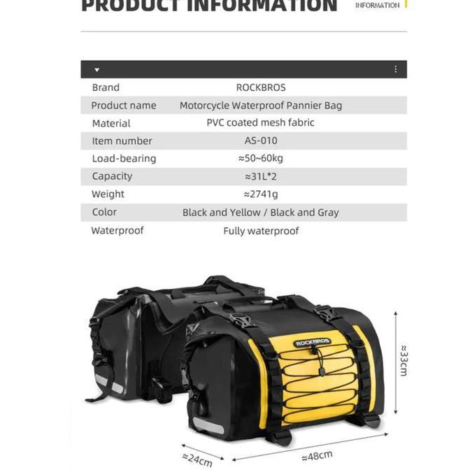Rci Rockbros AS-010 Tas Touring Sepeda Motor Saddle Touring Seat Bag Motorcycle