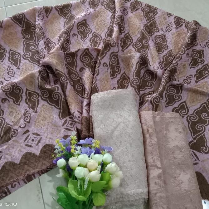 Kain batik viscose set polos batik fariza cap tulis pastel lasem 02