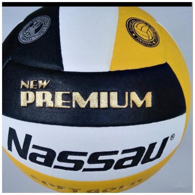 Bola voli volly NASSAU NEW PREMIUM SOFT GOLD +Pentil jaring ORIGINAL Terlaris