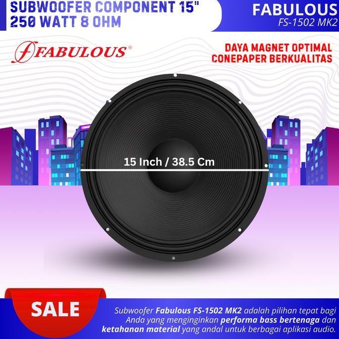 Subwoofer Speaker 15 Inch Fabulous Fs-1502 Mk2 Power 250 Watt 8 Ohm Woofer 15 Inch Double Coil Kompo