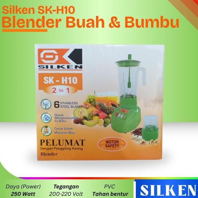 Blender Jus Buah Blender Buah 2 In 1 Silken Sk-H10 Blender Plastik 1 Liter Multifungsi Juicer Blende