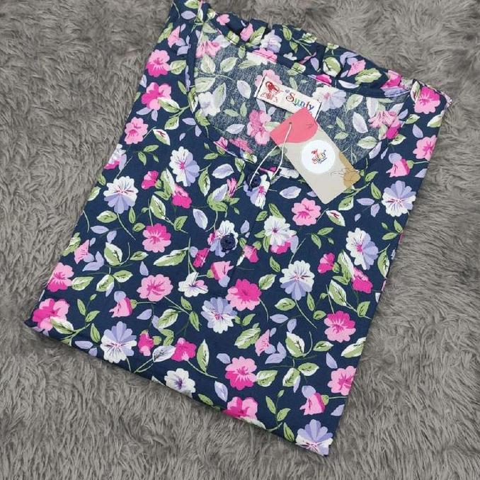 Baju tidur piyama 3L merek Sunly lengan pendek celana 3/4 bahan katun adem