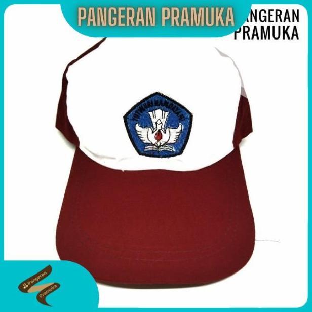 New- Topi Sd merah putih bordir biru tutwuri