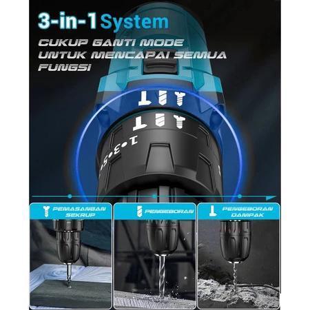 Makita  766V Mesin Bor Mesin Bor Cordless 2Baterai Cas 10Mm Bor Listrik Murah Bor Electric Drill Imp