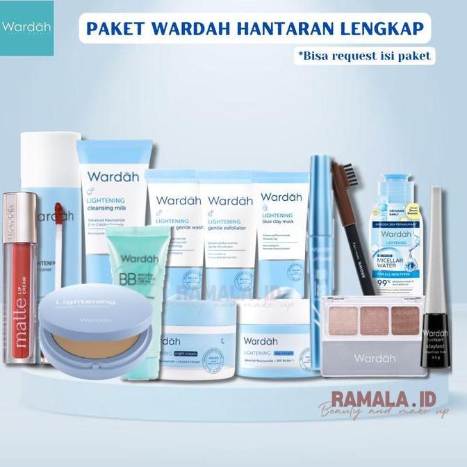 BEST WARDAH LIGHTENING PAKET HANTARAN SESERAHAN LENGKAP MAKEUP DENGAN FOUNDATION, DAY CREAM, NIGHT C
