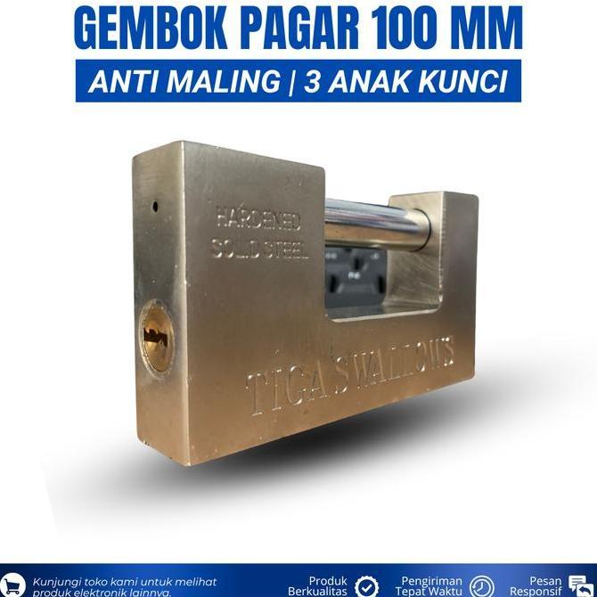 Gembok Pagar Anti Maling 100 Mm Gembok Pintu Model Panser Gembok Gudang Gembok Pagar Anti Karat