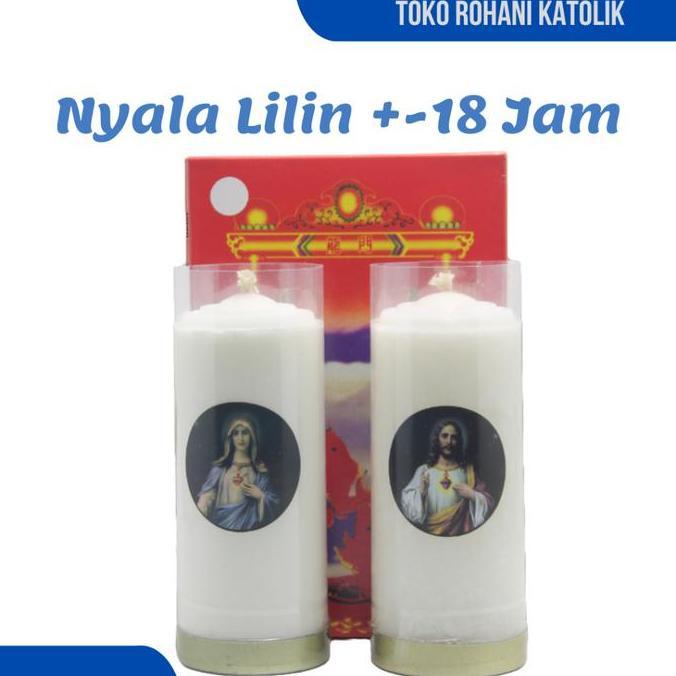 LILIN DOA YESUS-MARIA (NYALA 40 JAM) / SEPASANG LILIN DOA / LILIN ALTAR / LILIN ROHANI KATOLIK