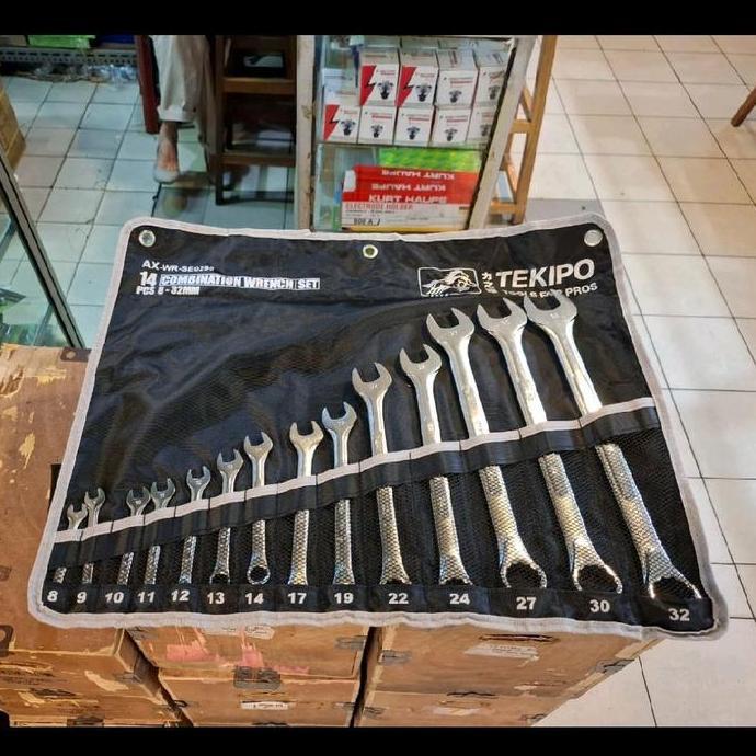 Grosir Tekipo Kunci Ring Pas 8-32 Mm 14 Pcs / Kunci Ring Pas Set Tekipo 8-32Mm