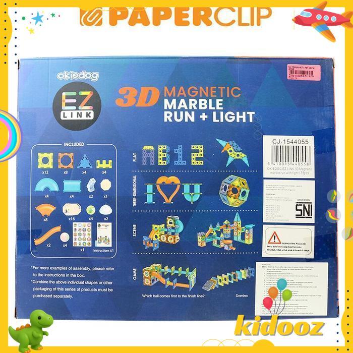 MAINAN EDUKASI OKIEDOG EZLINK 3D MAGNETIC MARBLE RUN / 75PCS DIJAMIN GRATIS ONGKIR