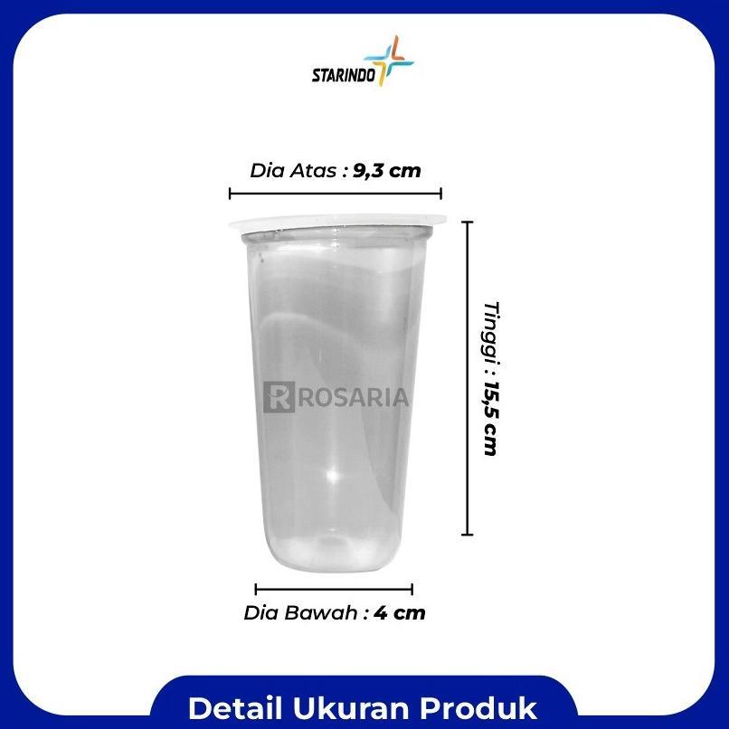 Cup Polos Oval 22 Oz Starindo 9,5 Gr Plastik Bening Gelas Minuman Stock