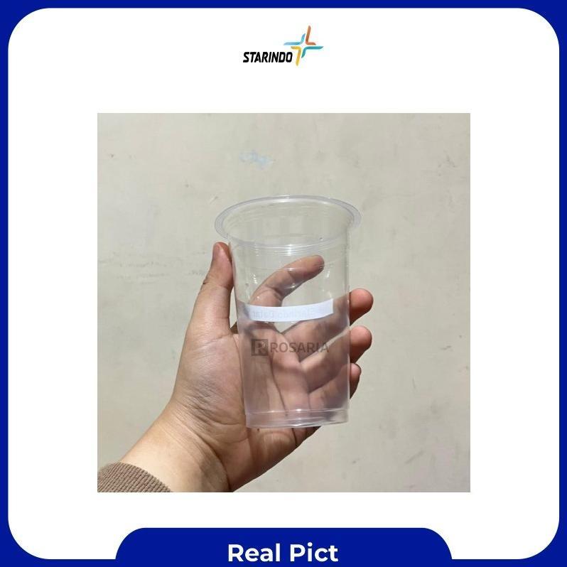 Cup Polos Datar 16 Oz Starindo 5 Gr Plastik Bening Gelas Minuman Trend