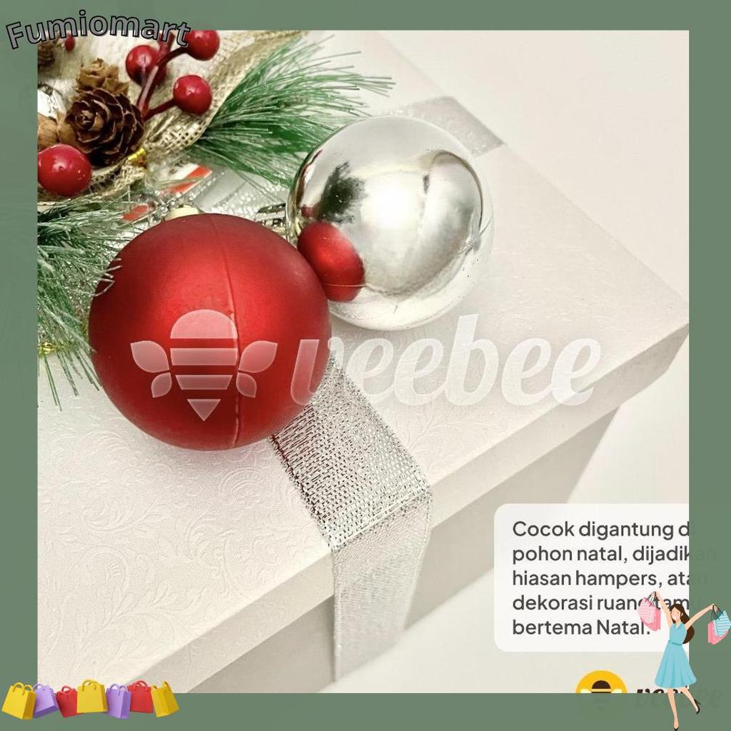 PREMIUM Bola Natal Plastik 4cm Isi 12pcs (V24) | Hiasan Pohon Natal | Christmas Ornament | Bola Deko