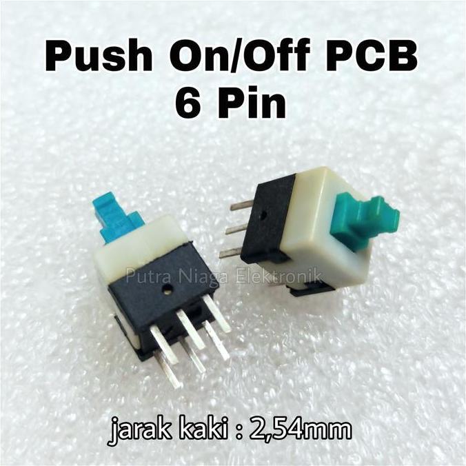 Murah (1) Push On/Off PCB 6 pin / Tombol Push Button On-Off 6pin Lock putran1a Murah