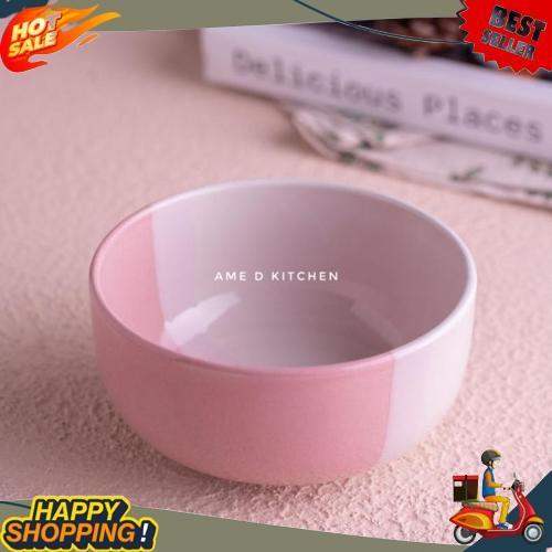 Super Mangkok Sup Bulat Keramik Two Tone Pink
