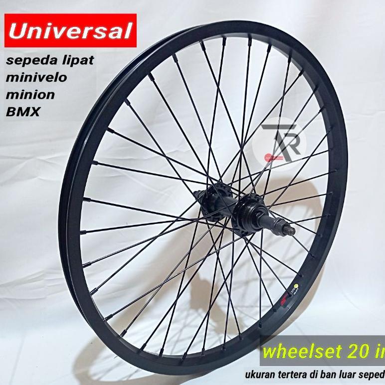wheelset 20 atau velg sepeda 20in sudah dirakit dan disetel jari2