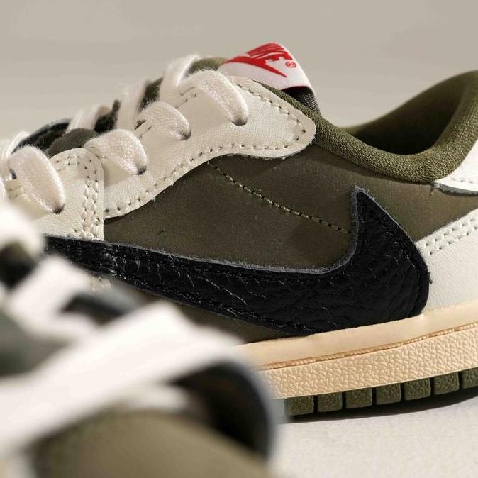" Baby & Kids " Jordan 1 Low Og Travis Scoot Medium Olive Td / Ps (100% Authentic)