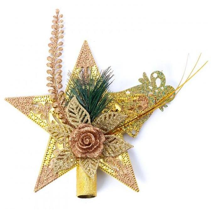 Hiasan Top Bintang Pohon Natal Gold Besar bintang natal aksesoris natal dekorasi natal hiasan pohon 