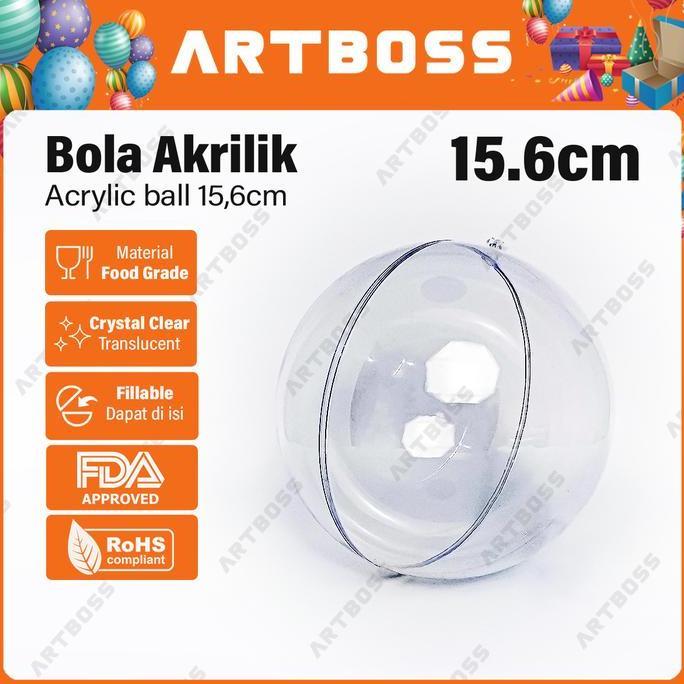 ARTBOSS 15cm Bola akrilik transparan Acrylic transparent ball bola natal bening fillable clear
