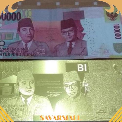Termurah Uang Replika 100.000 Rupiah Lapis Emas 24K Seratus Ribu Gold Plated