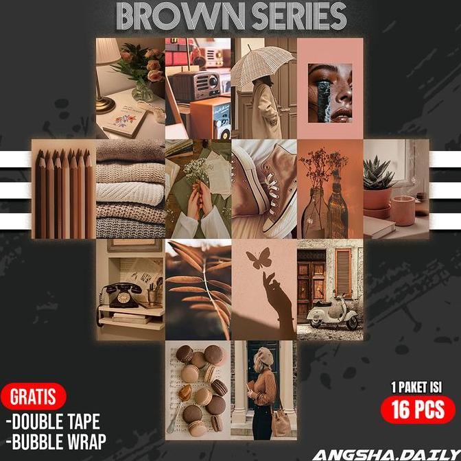 Poster Aesthetic Brown Series Ukuran A5 | Dekorasi Kamar | Poster estetik Kertas Putih Kertas Hiasan