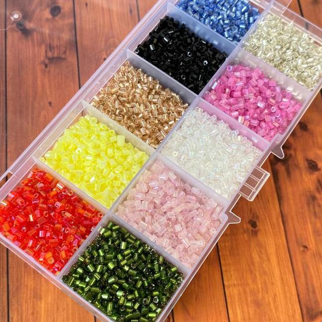 Payet Jahit Bambu Patah Jepang Manik Mute Aneka Warna Per Box Kotak Tampal Mutiara Diameter 2Mm Coco