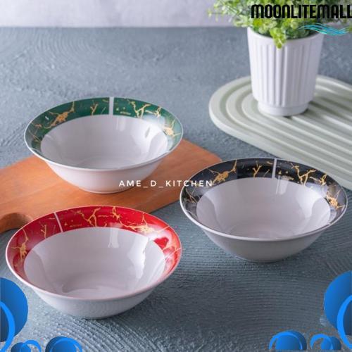 Ready Mangkok Bijian Keramik 7" Motif Marble Emas