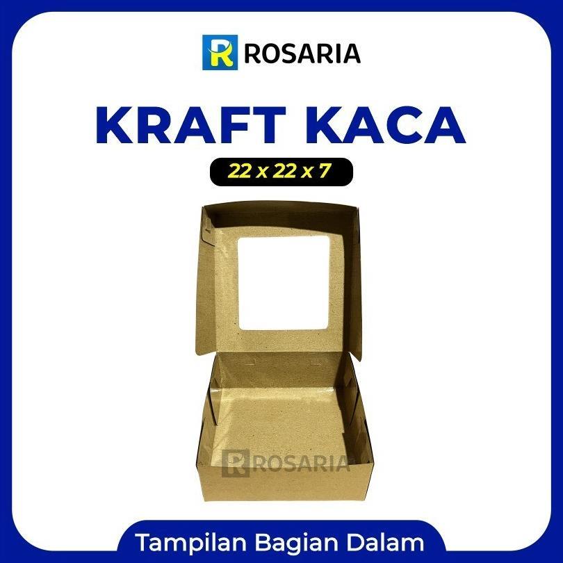 [ 10 Pcs ] Kotak Kraft Kaca Uk 22X22X7 Cm Coklat Kaca Laminasi Dus Makan Laminasi Stok