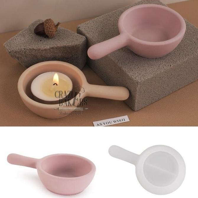 Cetakan Silikon Resin Mini Frying Pan Candle Holder Cup - Tempat Lilin Bentuk Wajan