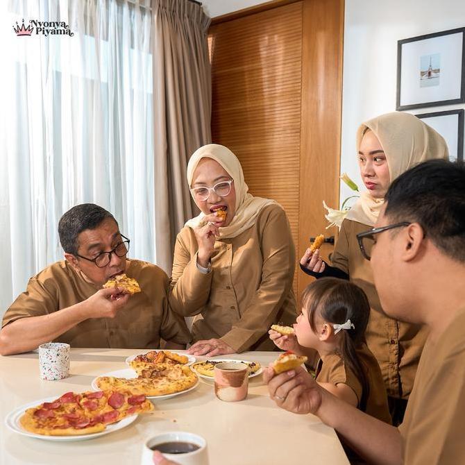 Promo [BEST SELLER] Nyonya Piyama Poly Bamboo Family Set (Callisto Cozy) Baju Dress  Pendek  Polos  