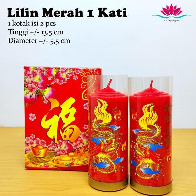 Lilin Sembahyang Merah Teratai 1 Kati